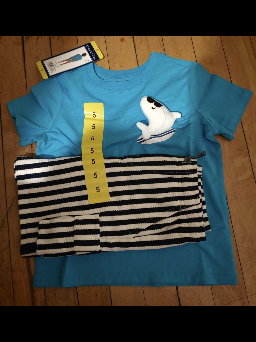 New! Andy & Evan 3D Print Turquoise Shark Graphic Kids Summer Short Set Boys Nwt